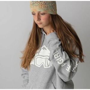 HeyDay Ski Like A Girl Womens Hoodie Grey White Logo Sleeve Logo Size Small